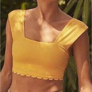 Sunny Yellow Square Neck Crop Top